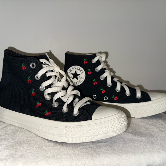 Converse Black Sneakers with Cherry Design - Picture 2 of 4